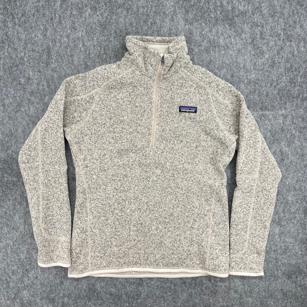 Patagonia Better Sweater Womens Medium 1/4 Zip Pullover Fleece Beige New - Picture 1 of 16
